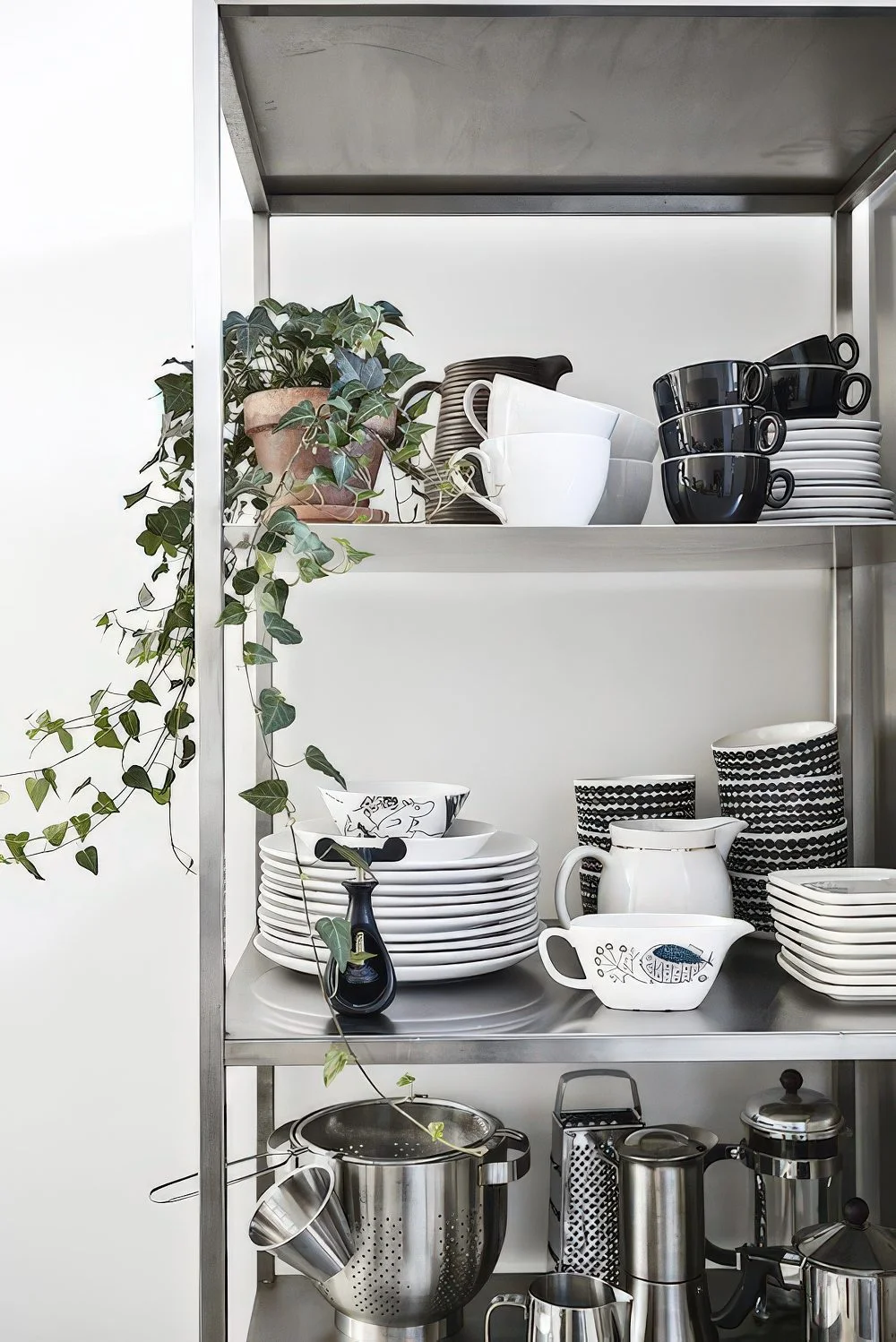 IKEA Hyllis rafları fincan, tabak, kase ve diğer mutfak gereçlerini depolamak için çok uygun.