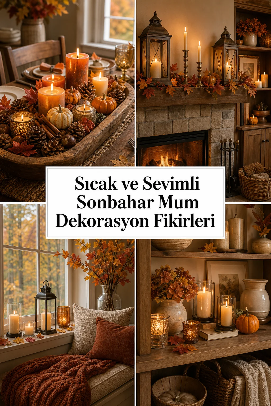 Sıcak ve Sevimli Sonbahar Mum Dekorasyon Fikirleri