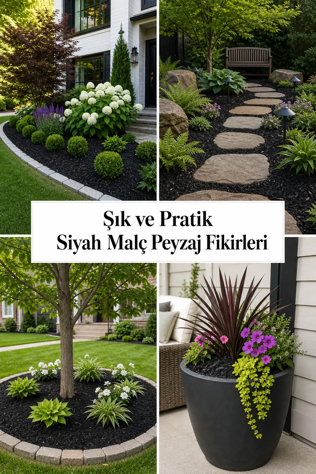 Şık ve Pratik Siyah Malç Peyzaj Fikirleri