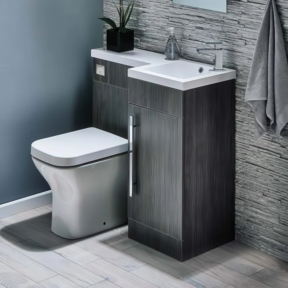 Kompakt klozet ve lavabo ünitesi, depolama alanı da sunan akıllı çözüm.