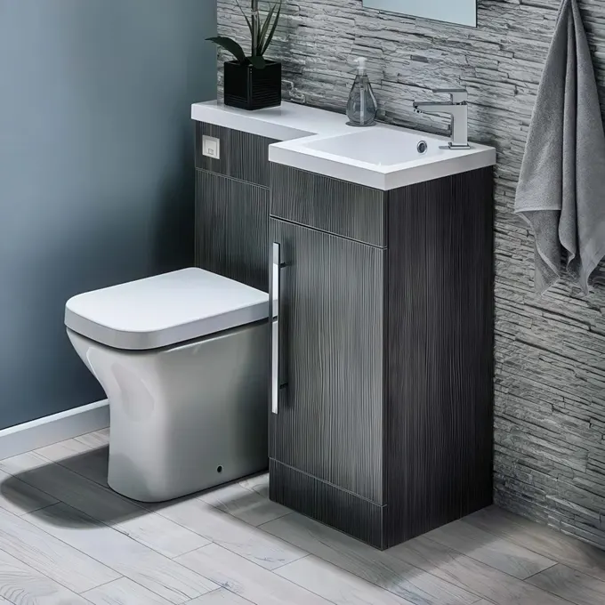 Kompakt klozet ve lavabo ünitesi, depolama alanı da sunan akıllı çözüm.