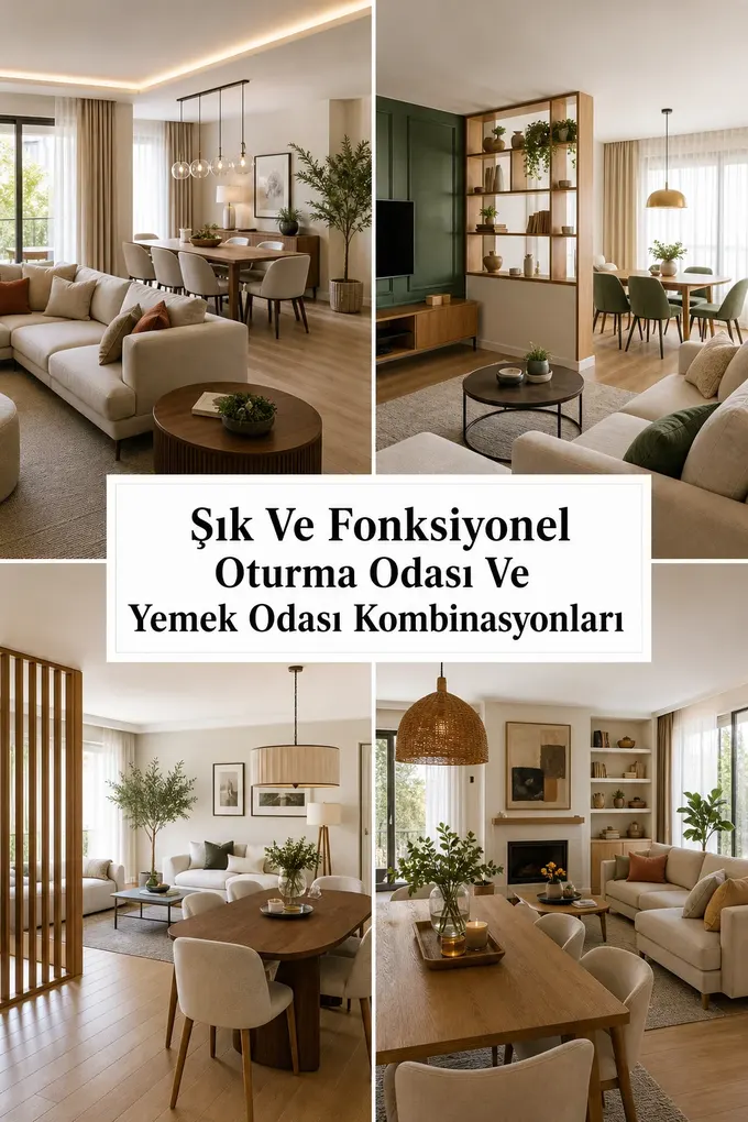 Şık Ve Fonksiyonel Oturma Odası Ve Yemek Odası Kombinasyonları