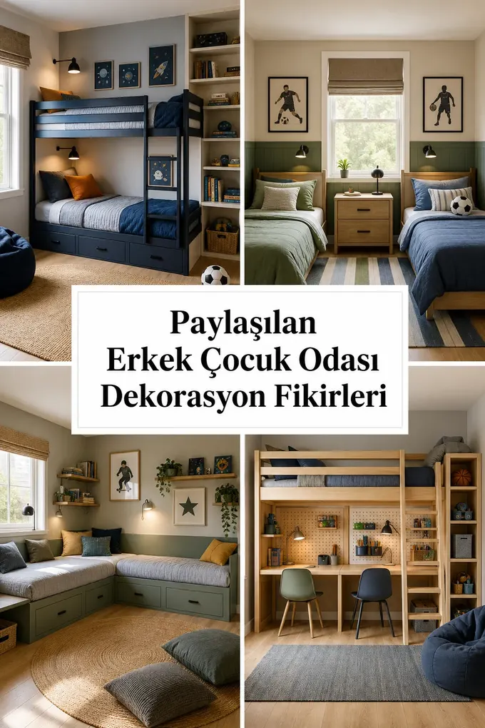 Paylaşılan Erkek Çocuk Odası Dekorasyon Fikirleri