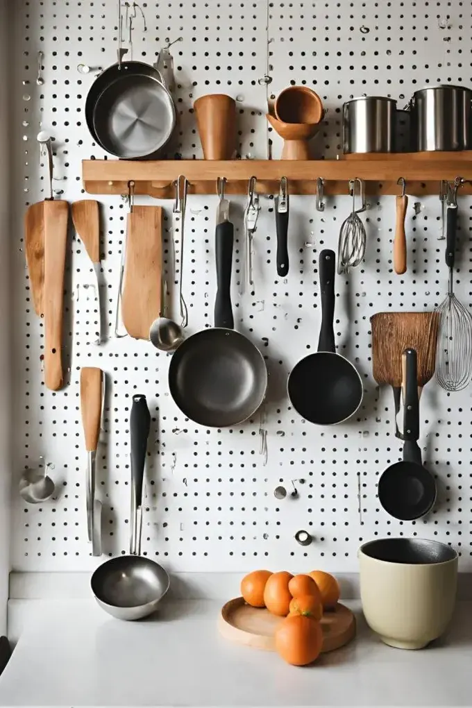 Bu duvarı en iyi şekilde kullanmak için pegboard sırtlığı yapın.