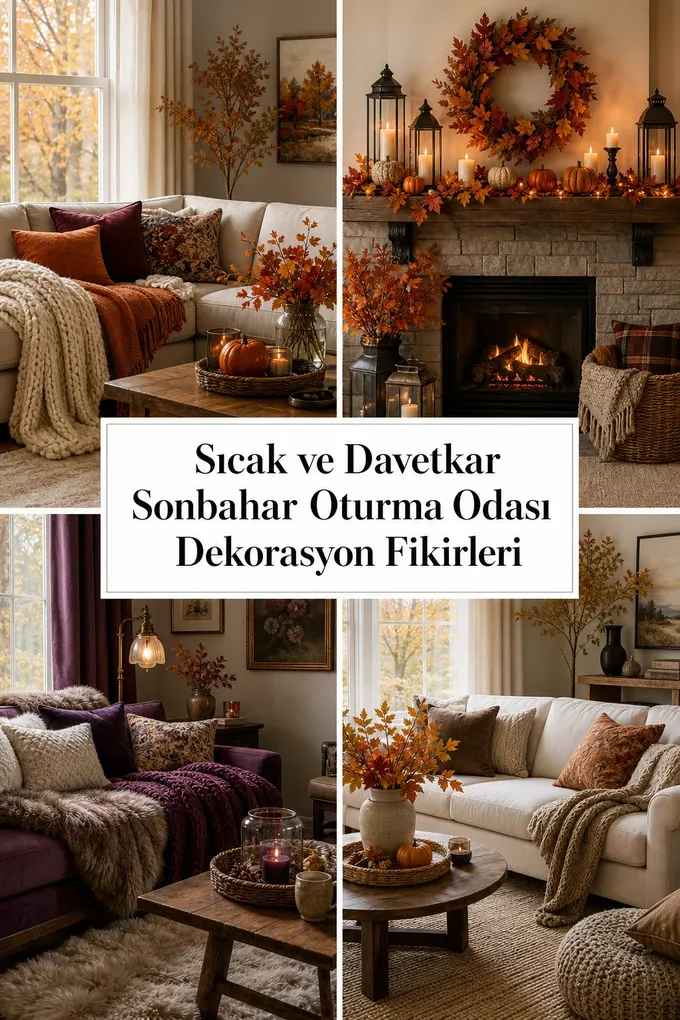 Sıcak ve Davetkar Sonbahar Oturma Odası Dekorasyon Fikirleri