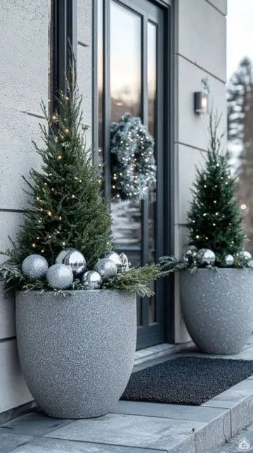 Ön verandanızı herhangi bir bayram için, örneğin Noel için, uzun saksılarla süsleyin.