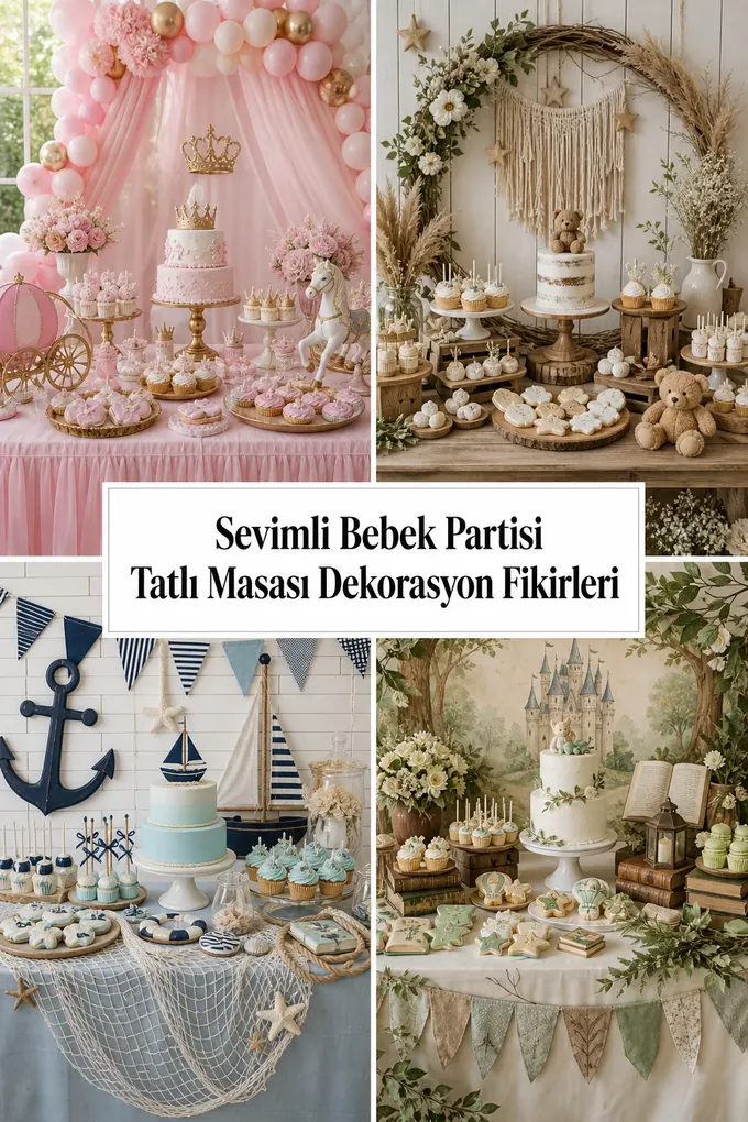 Sevimli Bebek Partisi Tatlı Masası Dekorasyon Fikirleri