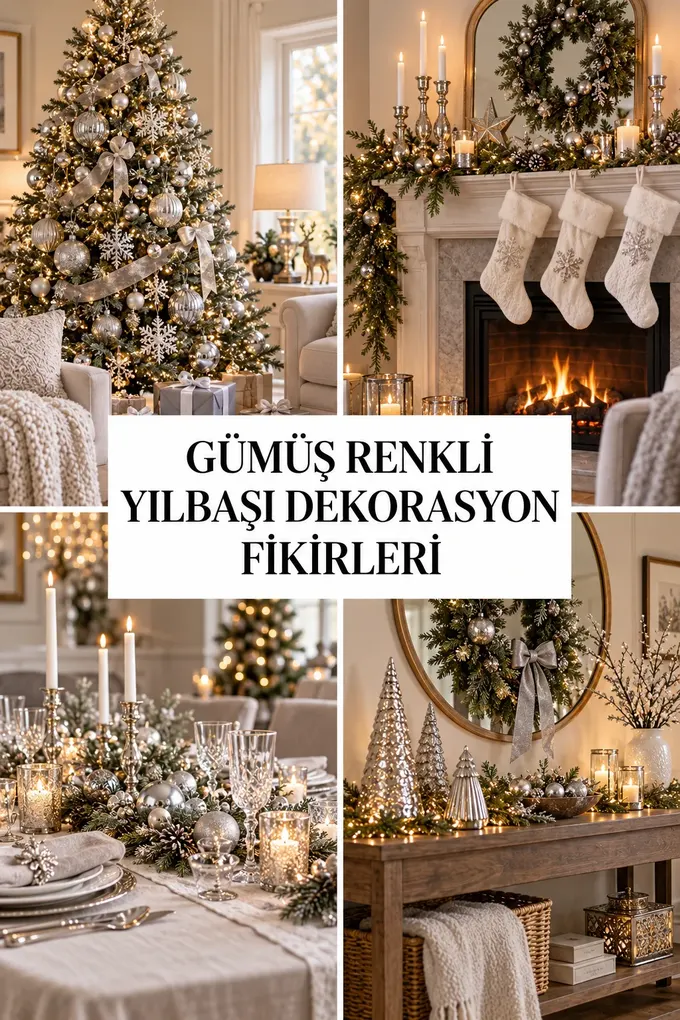 Gümüş Renkli Yılbaşı Dekorasyon Fikirleri