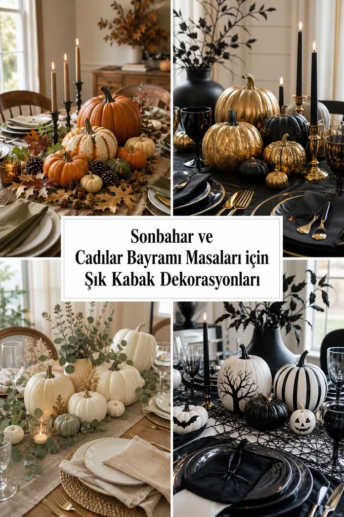 Sonbahar ve Cadılar Bayramı Masaları için Şık Kabak Dekorasyonları