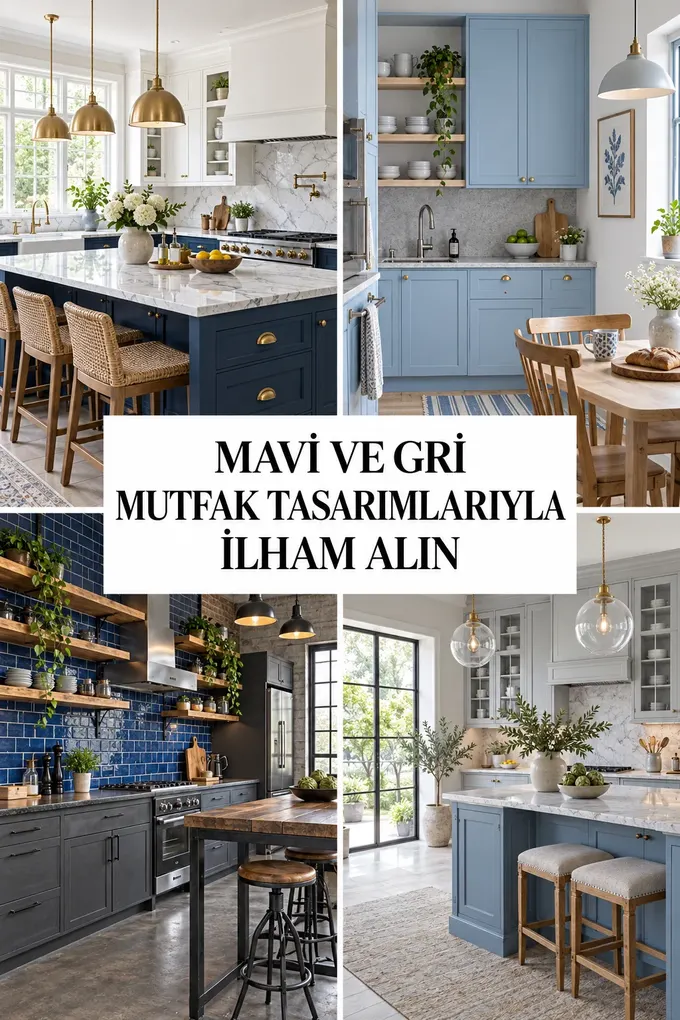 Mavi ve Gri Mutfak Tasarımlarıyla İlham Alın