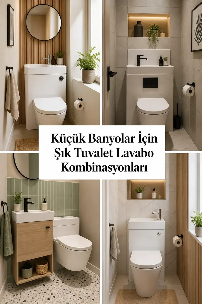 Küçük Banyolar İçin Şık Tuvalet Lavabo Kombinasyonları