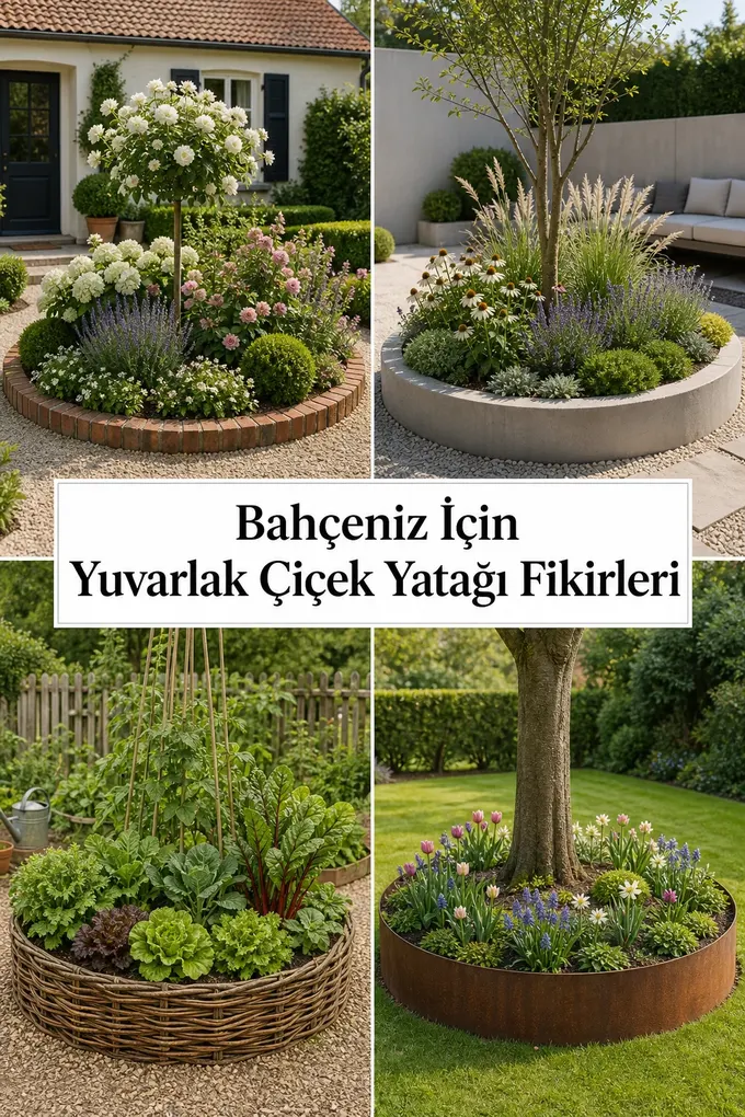 Bahçeniz İçin Yuvarlak Çiçek Yatağı Fikirleri