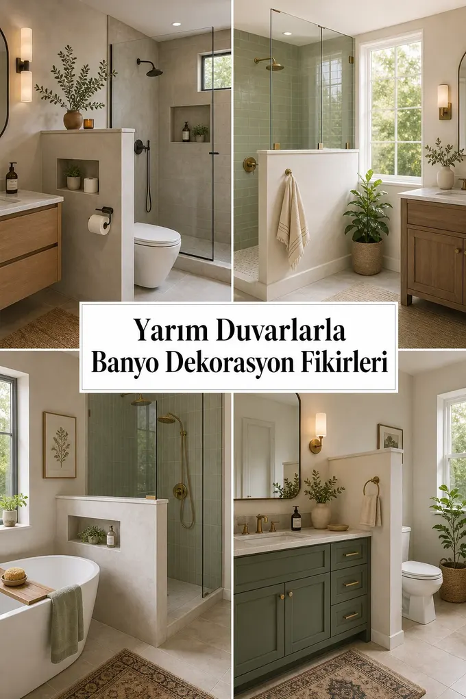 Yarım Duvarlarla Banyo Dekorasyon Fikirleri