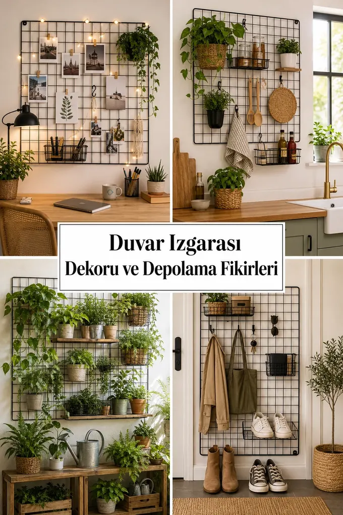 Duvar Izgarası Dekoru ve Depolama Fikirleri